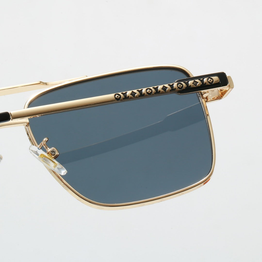 Metal Double Bridge Square Sunglasses 9061