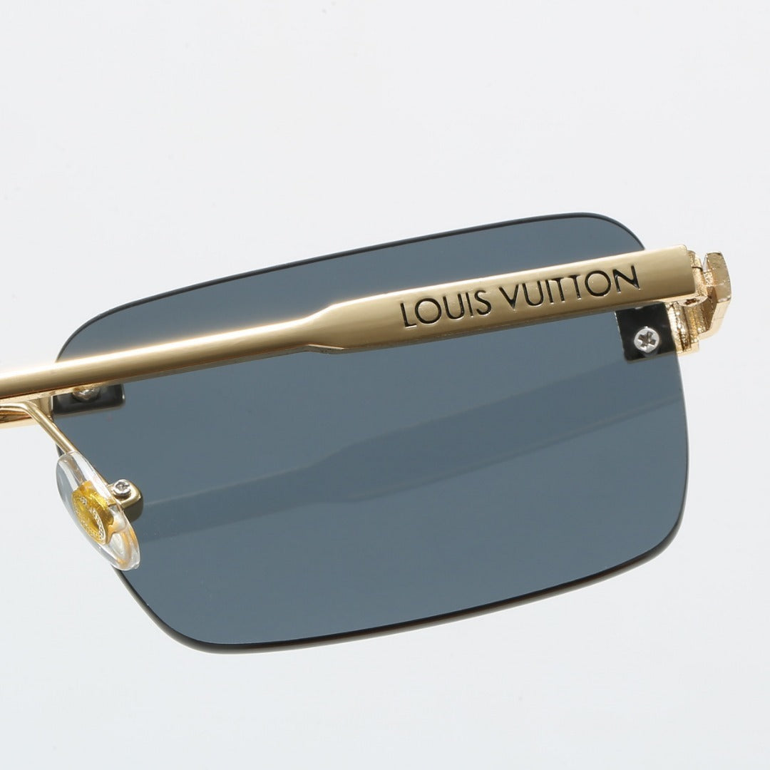 Rimless Square Sunglasses with Side Metal Logo 68092