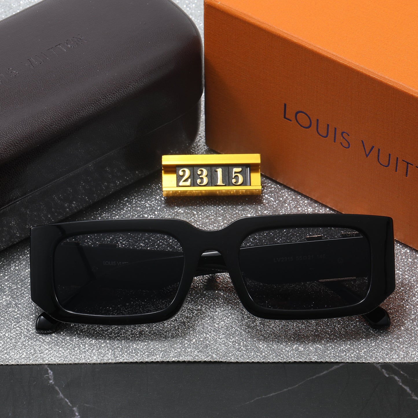 Vintage Square Bold Frame Sunglasses with Metal Detail (Model 2315)
