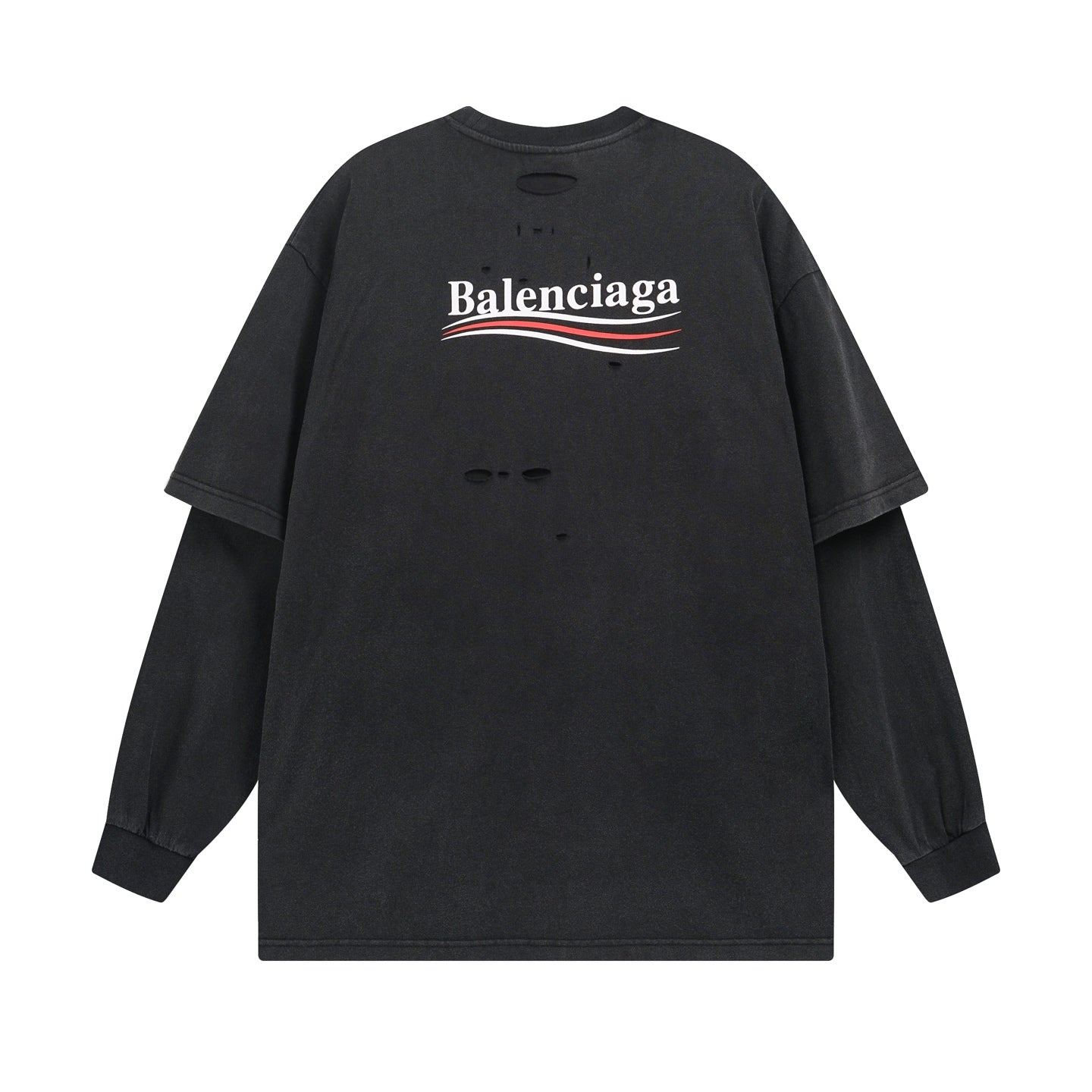 Printed ripped long sleeve t-shirt