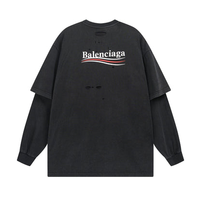 Printed ripped long sleeve t-shirt
