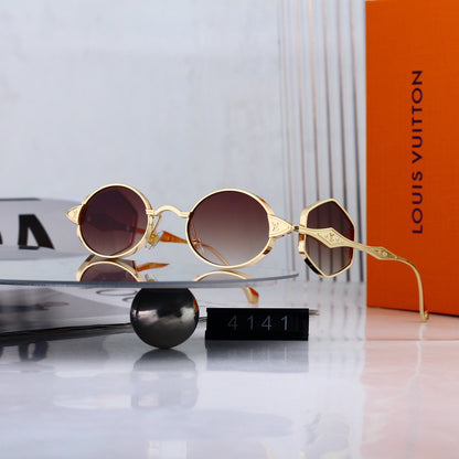 Fashion Metal Logo Polygon Sunglasses 4141
