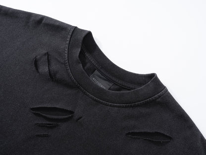 Printed ripped long sleeve t-shirt
