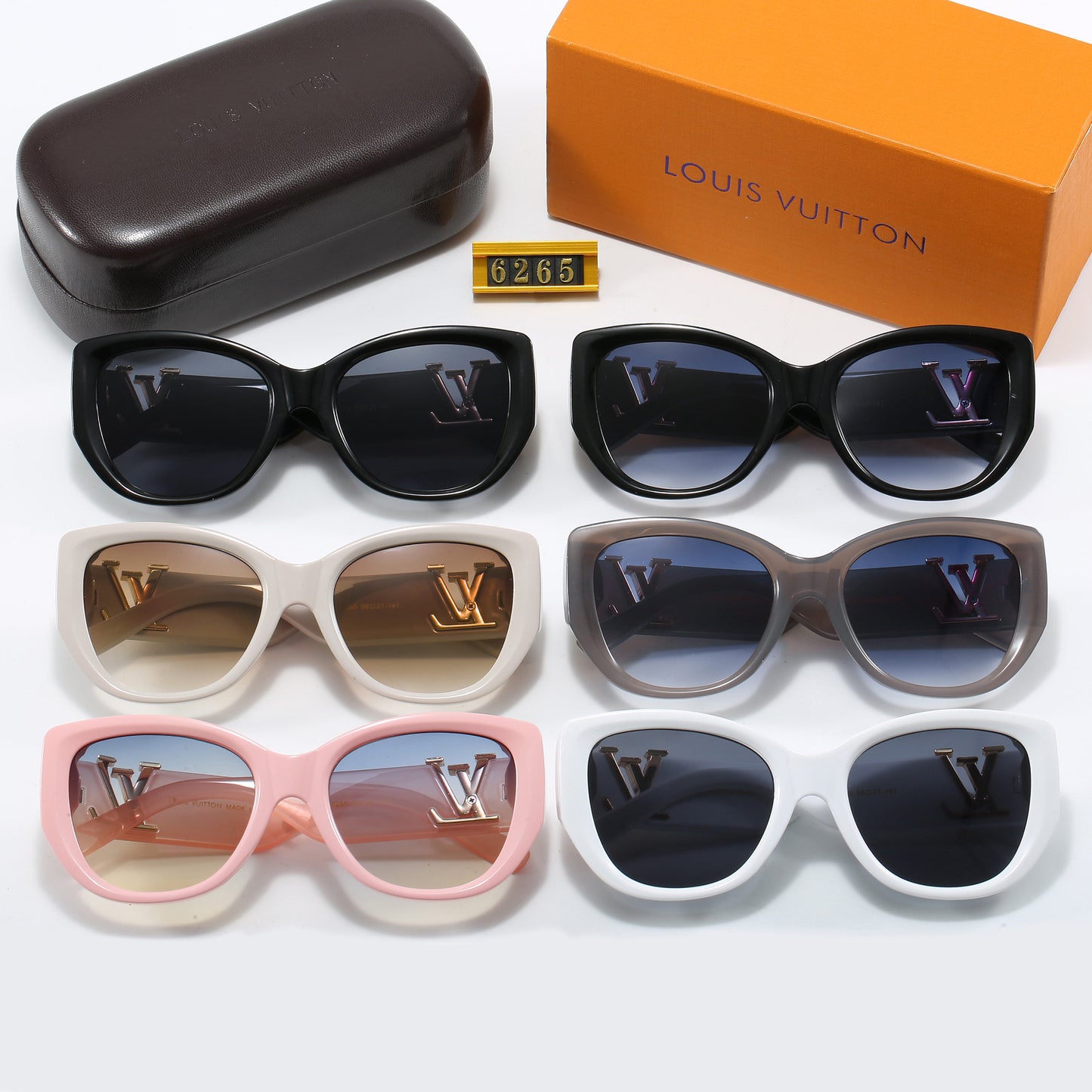 Elegant Butterfly Bold Frame Sunglasses with Letter Detail (Model 6265)