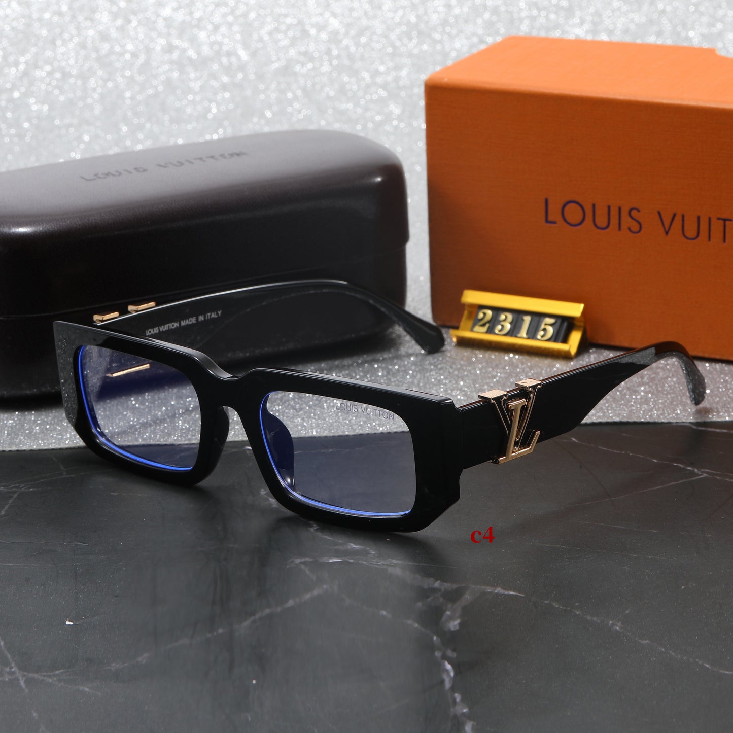 Vintage Square Bold Frame Sunglasses with Metal Detail (Model 2315)