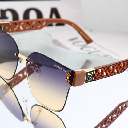Frameless Oversized Sunglasses with Cut-out Star Accents 68804