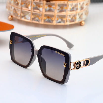 Oversized Sunglasses with Hollow Metal Logo 4046