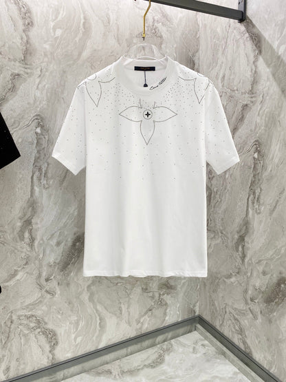 Embroidery band drill personality t-shirt