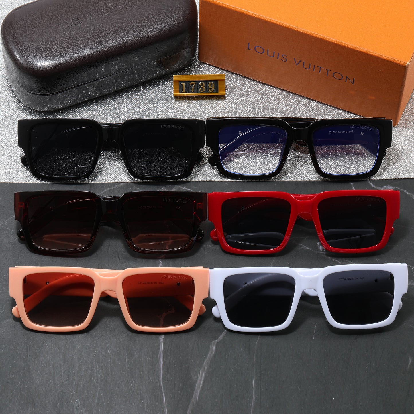 Trendy Square Bold Frame Sunglasses with Metal Detail (Model 1739)