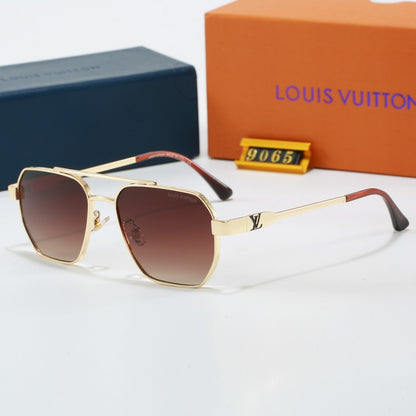 Metal Double Bridge Polygonal Sunglasses with Metal Logo  9065