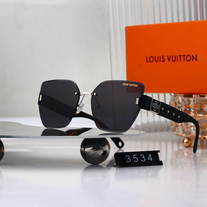Diamond Star Rimless Sunglasses with Clover Detail (Model 3534)