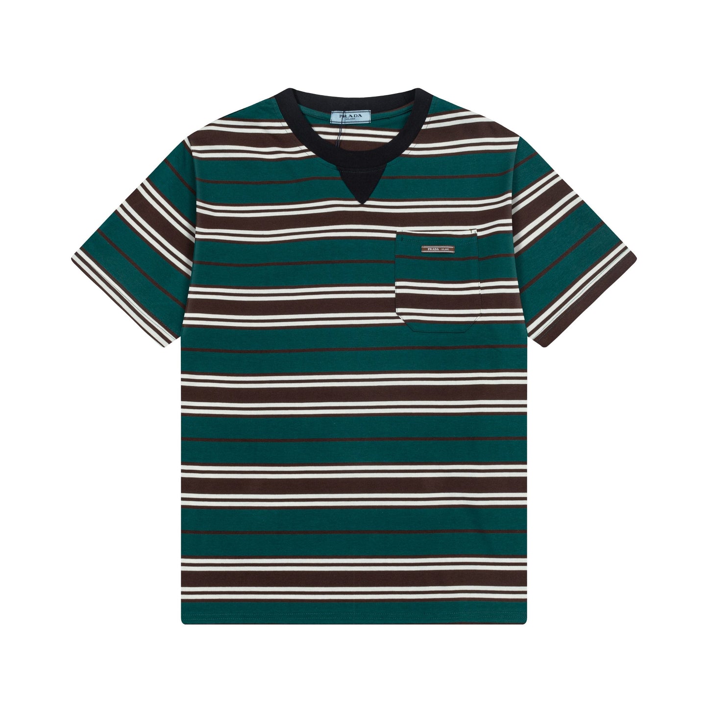 New contrasting striped embroidered T-shirt