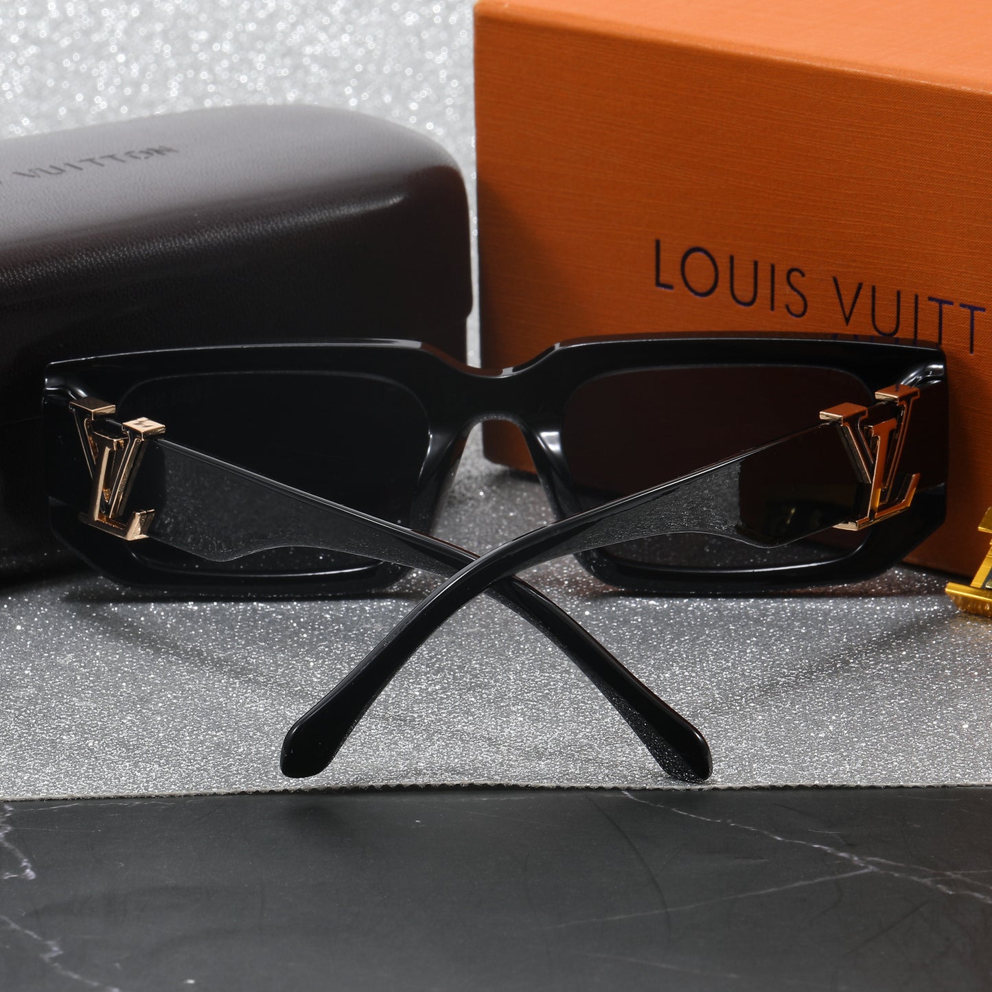Vintage Square Bold Frame Sunglasses with Metal Detail (Model 2315)