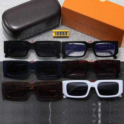 Vintage Square Bold Frame Sunglasses with Metal Detail (Model 2315)