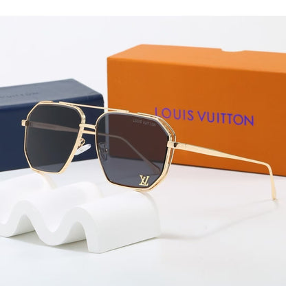 Metal Double Bridge Polygonal Sunglasses
