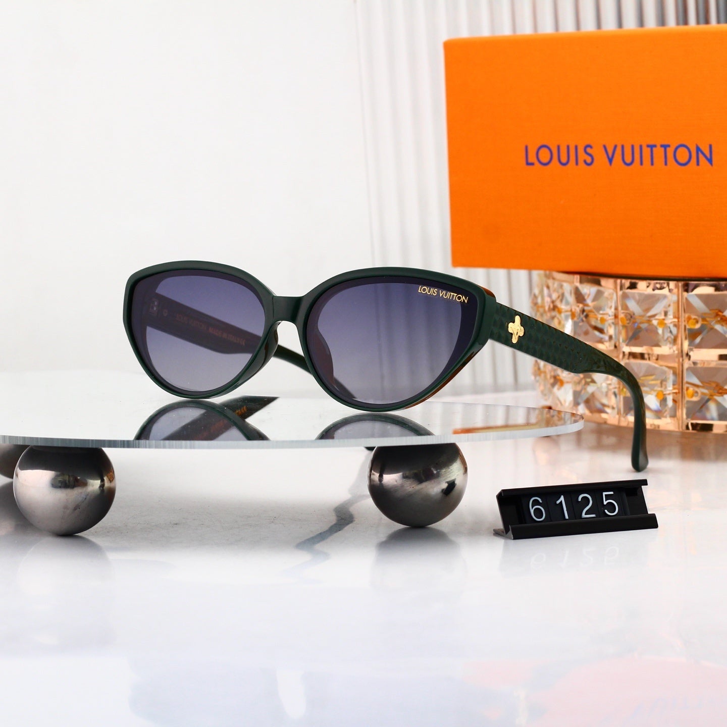 Cat Eye Sunglasses with Patterned Temples (Model 6125)