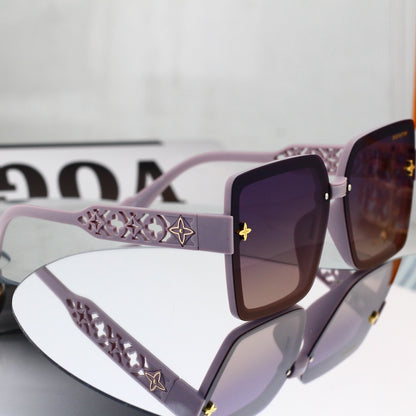 Oversized Square Sunglasses with Cut-out Star Accents 3346