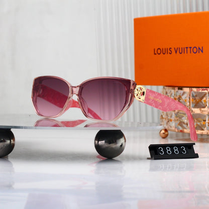 V-Logo Oversized Sunglasses with Monogram Temples (Model 3883)