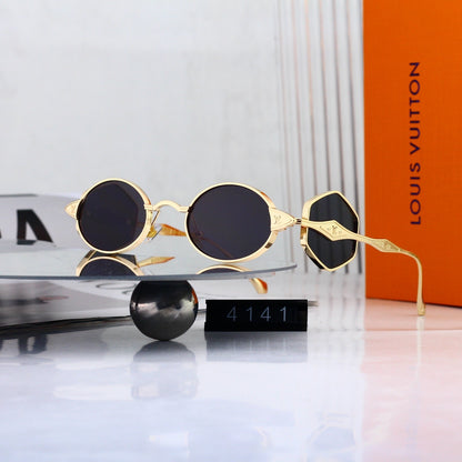 Fashion Metal Logo Polygon Sunglasses 4141