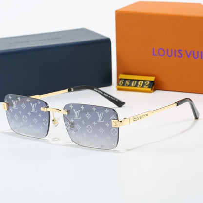 Rimless Square Sunglasses with Side Metal Logo  68092