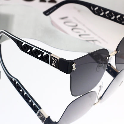 Frameless Oversized Sunglasses with Cut-out Star Accents 68804