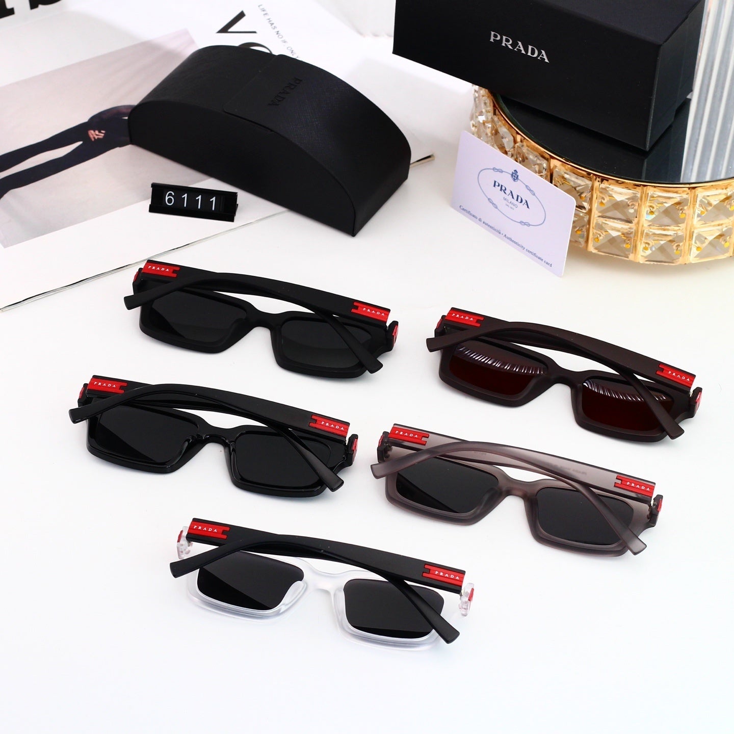 Luxury Metal Polygon Sunglasses Brand Design Fashion  6111