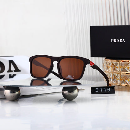 Trendy Metal Logo Polygon Sunglasses Female Stylish 6116