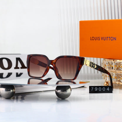 Geometric Square Frame Sunglasses with Side Metal Logo 79004