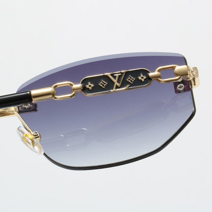 Rimless Polygon Sunglasses with Monogram Details  68089