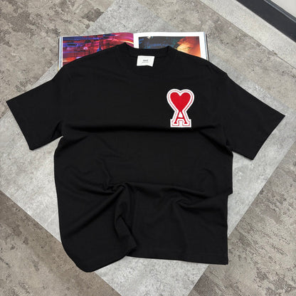 Solid color love short sleeve T-shirt
