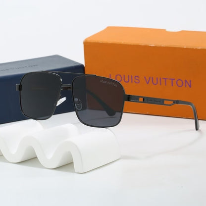 Double Bridge Metal Square Sunglasses