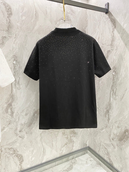 Embroidery band drill personality t-shirt