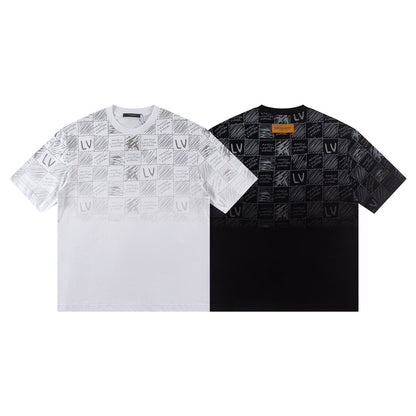 Spliced gradient print t-shirt