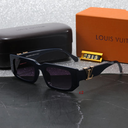 Vintage Square Bold Frame Sunglasses with Metal Detail (Model 2315)